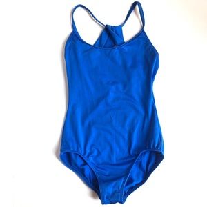 Motionwear Blue Camisole Leotard Draped Back Dance